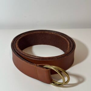 simonnot godard Brown Leather Belt with Gold Buckle Men’s Size 38